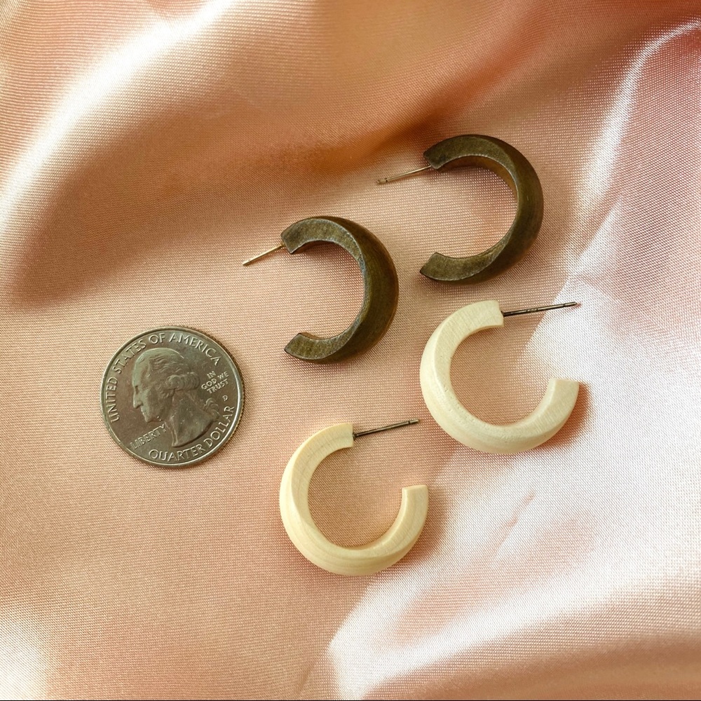 💙Wood Nature boho Hoop Earrings - Picture 6 of 12
